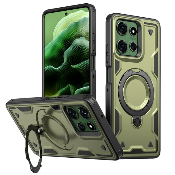 ShellTech Magnetic Case for Motorola Moto G Power 5G 2025,Shockproof TPU PC Ring Stand Case Compatible with Mag Safe Military Drop Protection Cover,Olivegreen