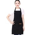 thumbnail image 3 of delantal de cocina delantal negro delantal de jardinería Delantal de lona impermeable Diseño de bolsillo ajustable Delantal de cocina portátil para el trabajo en el jardín de la cocina Negro, 3 of 8