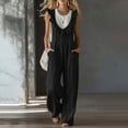 thumbnail image 2 of CHGBMOK Casual Summer Dressy for Women Ruffle Sleeveless Linen Jumpsuits with Pockets Wide Leg Pants, 2 of 7