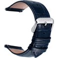 thumbnail image 1 of Correas de reloj de liberación rápida de piel de becerro de grano de cocodrilo correas de reloj de repuesto correa de reloj de cuero genuino superior pulsera de hebilla de acero inoxidable para hombres y mujeres - 20 mm 22 mm, negro azul marino azul marino 22 mm, 1 of 5