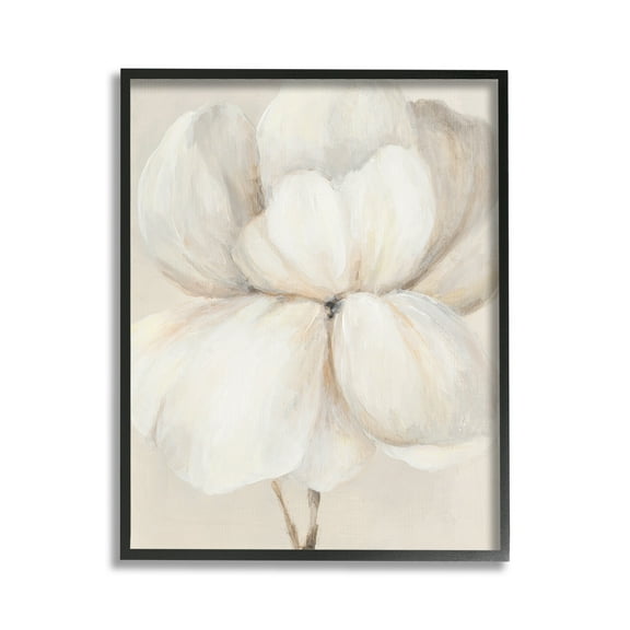 Stupell Industries White Flower Blossom Botanical & Floral Painting Black Framed Art Print Wall Art, 11 x 14