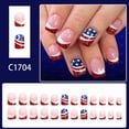 thumbnail image 2 of 4th Of July Independence Day French Tip Press-On Nails, Almond,Red White Blue, Short, 24 Count,C, 2 of 10
