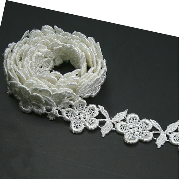 Lily 3/4 inches White and Ivory Bridal Sewing Notion Venice Lace Trim By Yard