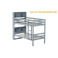 thumbnail image 4 of Bellemave Twin over Twin Bunk Bed with Bookcase Headboard Convertible Rubber Wood Bunk Bed with Ladders and Storage Shelves, Detachable Bunk Bed Frame , Gray, 4 of 10
