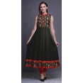 thumbnail image 2 of Bimba Black Ikat Printed Women Designer Mandarin Collar Anarkali Dress Indian Ethnic Kurta X-Small, 2 of 6