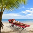 thumbnail image 3 of Costway Folding Retractable Travel Camping Cot w/Removable Mattress & Carry Bag Red, 3 of 10