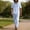 Light Blue, variant on Mens 2 Piece Linen Set Summer Beach Short Sleeve Button Down Hooded Shirt Long Pant Vacation Casual Outfit with Short Sleeve Button-Up Top and Relaxed Long Pants Army Green L