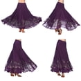 thumbnail image 2 of Falda de baile flamenco con lentejuelas full swing falda de malla vals traje púrpura Sunnimix vestido de la falda de la danza de salón, 2 of 8