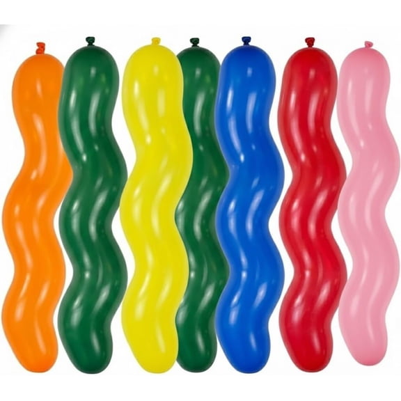 PMU 260 Balloons – 50 pcs 18in Carnival Novelty Assortment – Latex Long Balloon & Spiral Balloons for DIY Party Decorations, Flexible & Durable for Birthdays, Weddings & Events Celebrations