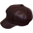 thumbnail image 3 of CoCopeaunts Newsboy Cap Plain Leather Beret Caps Men Women Vintage Artist Painter Octagonal Newsboy Hat Solid Autumn Winter Hat, 3 of 8