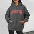 thumbnail image 2 of Bibifish Hoodies For Women Boston City Letter Print Hoodies Long Sleeve Drawstring Hoodies Oversized Fleece Pockets Pullovers, 2 of 4