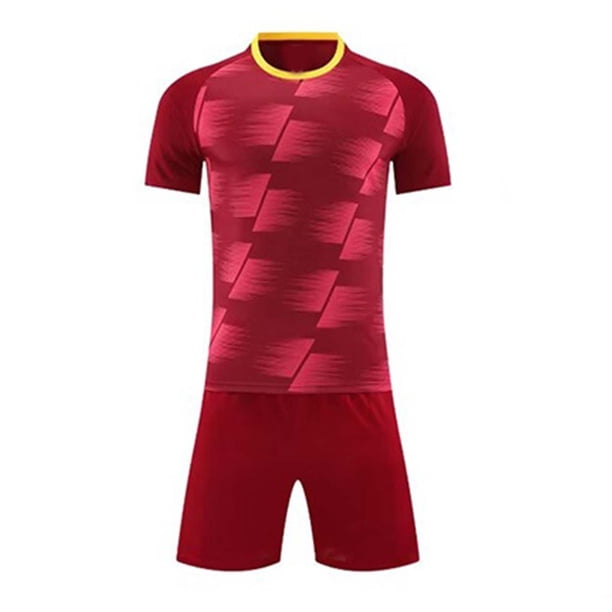 Odeerbi Conjunto de Uniformes de Entrenamiento de Fútbol de Malla Para Chicos Y Niñas Pantalones Cortos de Camiseta de Manga Corta Con Rayas Conjunto Atlético Seco Rápido Para 4-15 Años