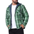 thumbnail image 4 of Chaqueta acolchada con capucha y cordón para hombre INSPIRE CHIC, con cremallera, estilo shacket de cuadros, talla XL, verde oscuro, 4 of 6