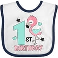 thumbnail image 3 of Inktastic 1st Birthday with Flamingo Stars and Hearts Girls Baby Bib, 3 of 4