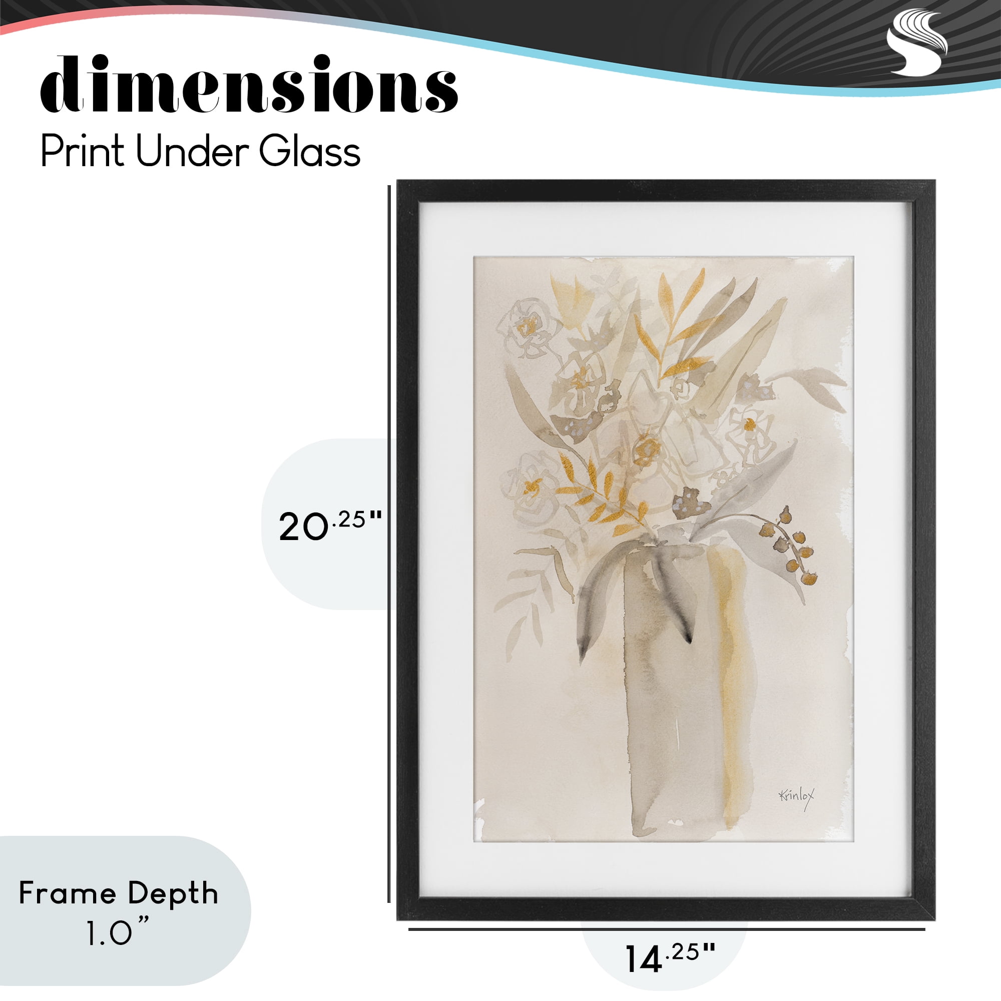 Stupell Industries Earthy Soft Flower Vase Black Framed Print Under Glass, design by Krinlox