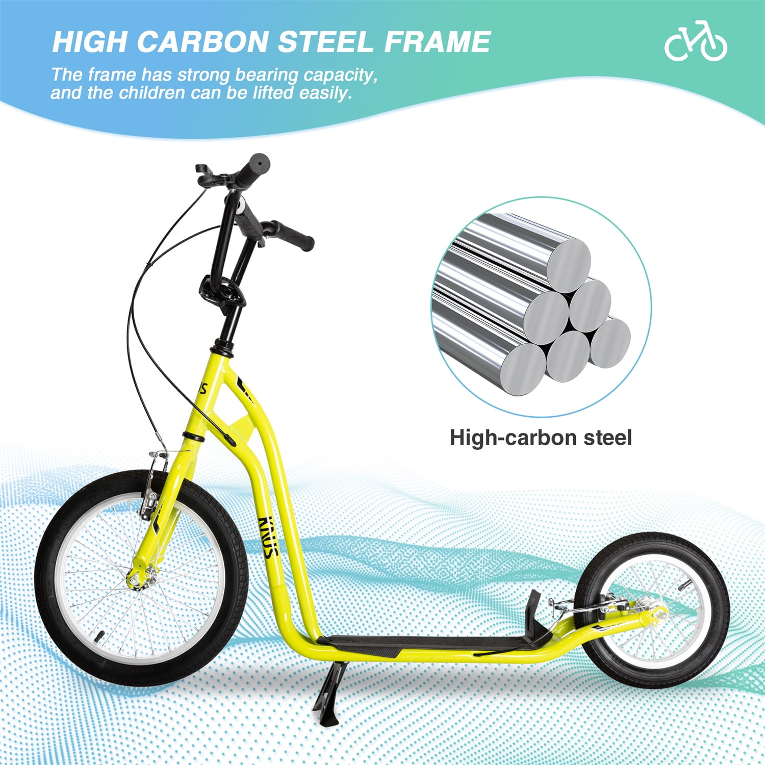 CIPACHO 37" Kids Scooter with 16" Front and 12" Rear Dual Brakes Inflatable Wheels, Durable Steel Frame Scooter for Ages 6-12, Yellow CIPACHO 37" Kids Scooter with 16" Front and 12" Rear Dual Brakes Inflatable Wheels, Durable Steel Frame Scooter for Ages 6-12, Yellow