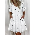 thumbnail image 2 of Boho Dresses for Women Short Sleeve V Neck Tunic Dress Casual Loose Summer Beach Holiday Sundress, 2 of 3