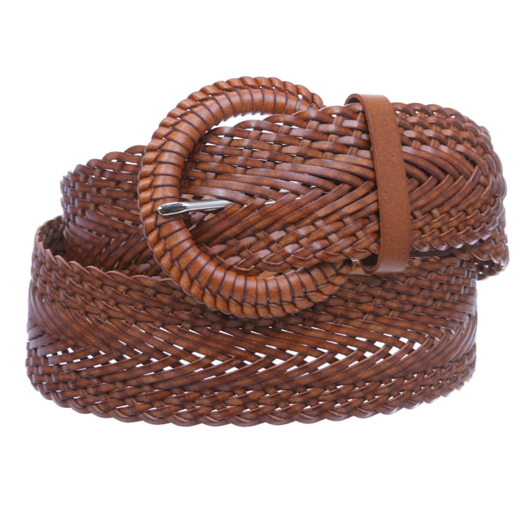 2 Inch Wide Genuine Leather Braided Belt Adjustable No Holes Beltiscool 2 Inch Wide Genuine Leather Braided Woven Round  main image 2