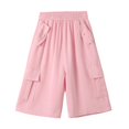 thumbnail image 5 of WOYY Girls Loose Fit Cargo Shorts High Waist Knee-Length Sports Shorts, Sizes 4-15, Pink, 5 of 6