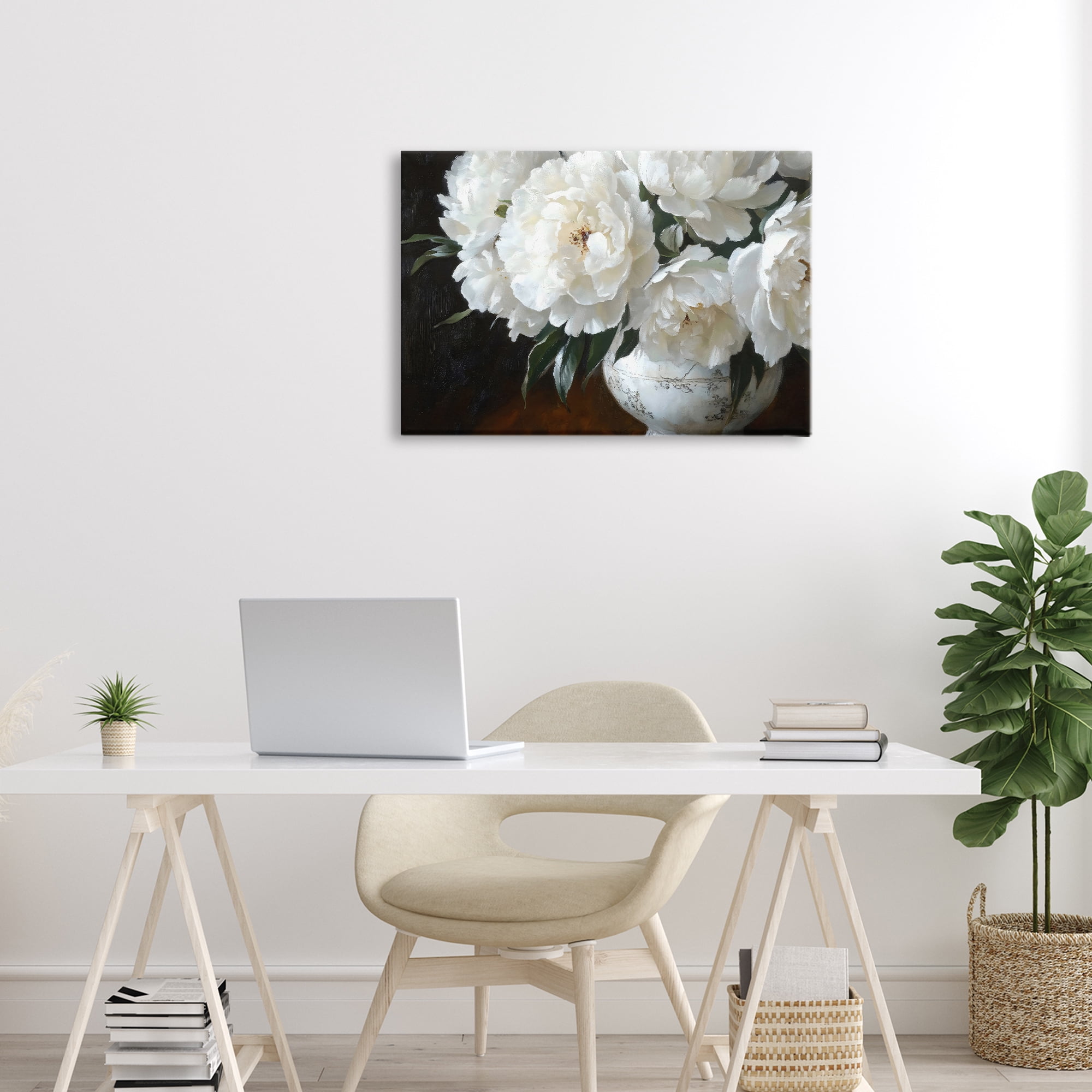 Stupell Industries White Flowers in Vintage Vase Canvas Wall Art, design by Petal Prints Design