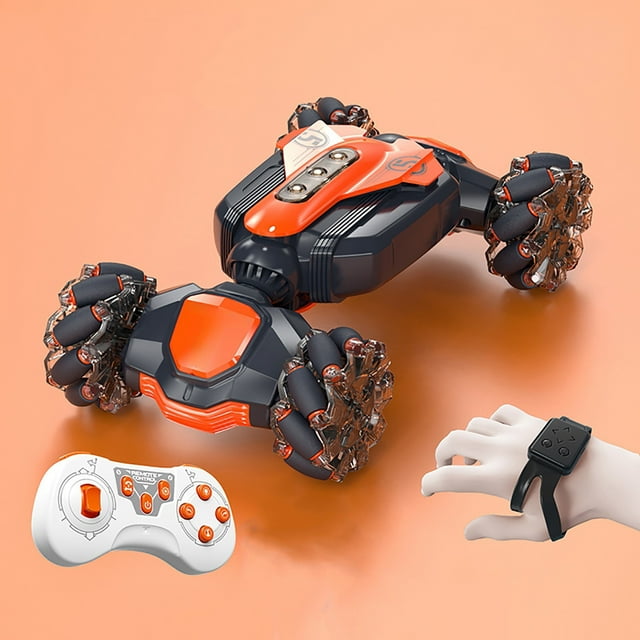 Orange Hand Controlled Remote Control Car 2.4Ghz 4Wd New Gesture Sensing Remote Control Car Toys Light Music High Speed Double Side Stunt For Kids