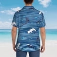 thumbnail image 6 of Balery Sharks on White Blue Striped Print Men's Hawaiian Shirts Short Sleeve Beach Shirt Relaxed Fit Vacation Button Down Shirts-X-Large, 6 of 9