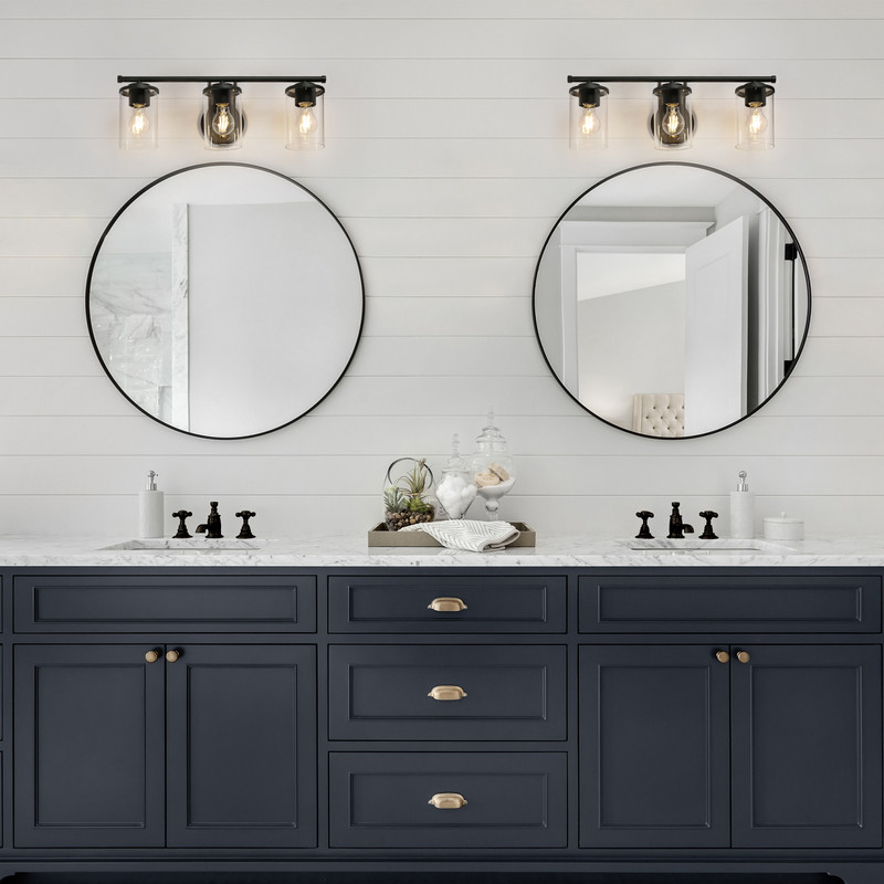 LNC 3-Light Modern Farmhouse Vanity Light, Matte Black Wall Light for Bathroom