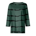thumbnail image 4 of Diufon Womens Plus Size Blouses Casual Round Neck Long Sleeve Tops Stripe Printed Tees Tops, 4 of 5