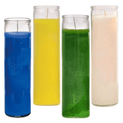 Unscented Candles Green Yellow Blue White Wax Candle (4 Pack) for Sanctuary, Vigils Blessings and Prayers Unscented Glass Jars Candle Set Jar Candles Bulk Colors Spiritual Religious Church