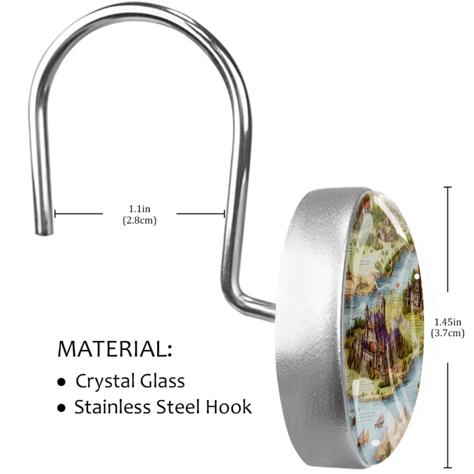 HemaKayy Sturdy Stainless Steel Shower Curtain Hooks, 12 Count