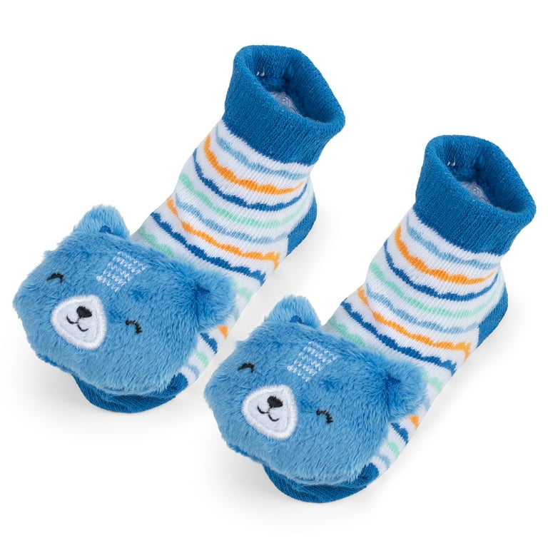 Royal Blue Bear Applique Cotton and Polyester Infant Socks 0 12 Months