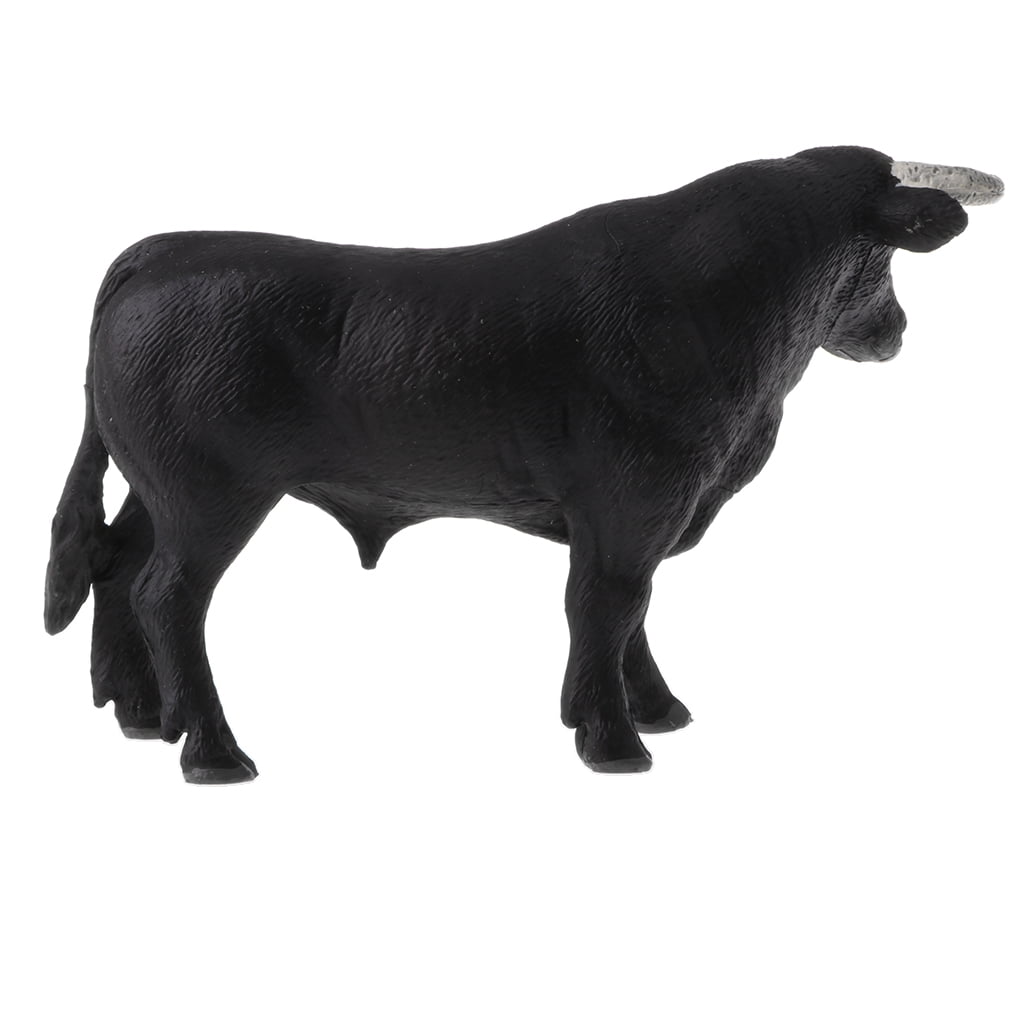 5.7 Inch Plastic Black Bull Figure Statue Toy for Kids Gift Home Décor 