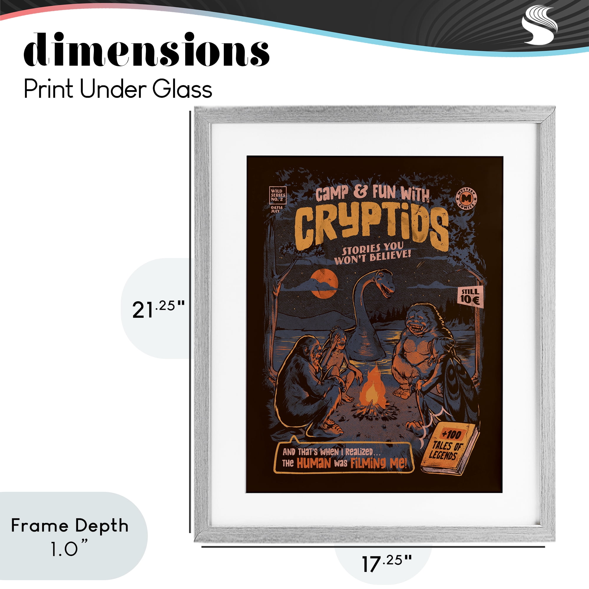 Stupell Industries Cryptid Camp Humor Gray Framed Print Under Glass, design by EduEly Designs