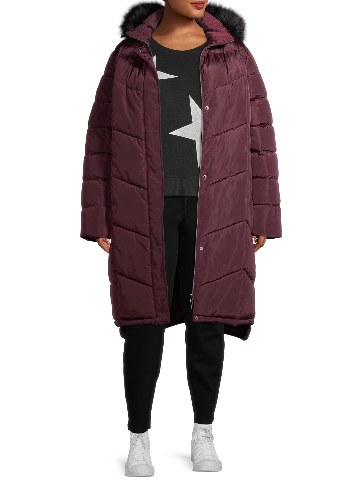 womens coats with big fur hoods