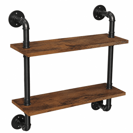 2 Tier Rustic Floating Shelves Industrial Pipe Floating Shelf