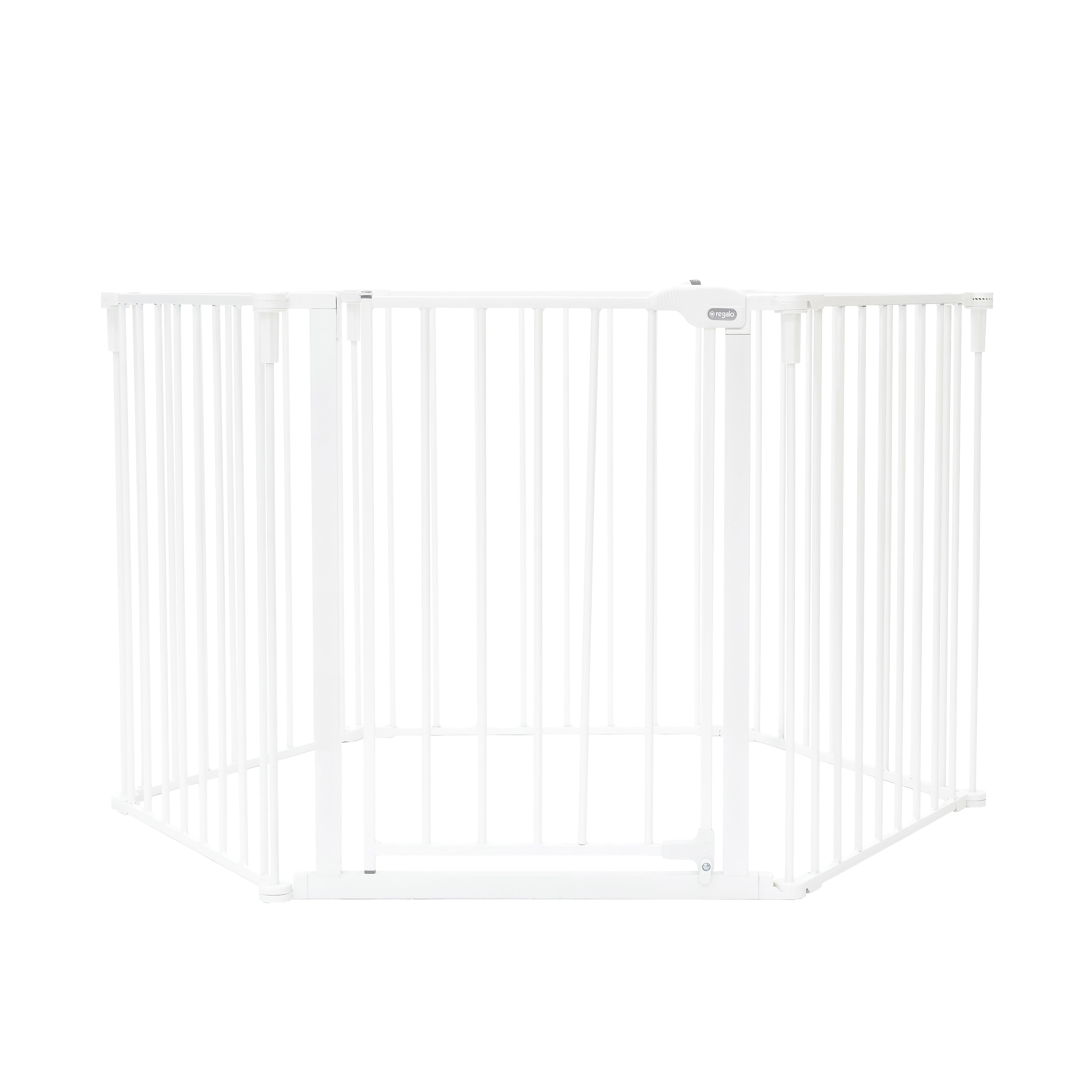 Regalo Super Wide Baby Gate and Play Yard, 56-144 in, White, Ages 6-24 Months