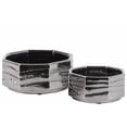 thumbnail image 1 of Ceramic Octagonal Pot With Polished Chrome Finish, Set of 2, Silver, 1 of 1