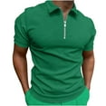 thumbnail image 2 of Prime Deals of The Day Today OnlyWXLWZYWL Clearance Mens Plus Size Polo Shirts Short Sleeve Zipper Neck Lapel Casual Waffle Solid Color Loose Polo T Shirts Regular-Fit Light Weight Sport Work Tops, 2 of 6