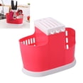thumbnail image 3 of Multifunctional Plastic Utensil Organizer Flatware Holder With Holey Base House Rest Dish Rack Countertop Storage For Kitchen (Red), 3 of 8