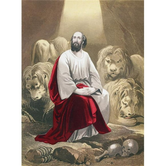 Posterazzi DPI1872744 Daniel In The Lions Den From The Holy Bible Published By William Collins, Sons, & Company In 1869 Chromolithograph By J.M. Kronheim & Co Poster Print, 12 x 17