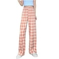 thumbnail image 2 of PNTUTB Ladies' Loose Hanging Basic Loose-fitting Straight Leg Pants Casual High Waisted Plaid Pants, 2 of 6