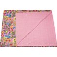 thumbnail image 2 of Handblock Multi Floral Farida Kahalo Print Handmade Cotton Kantha Quilting Throw Blanket Hippie Queen/King Size Bohemian Block Kantha Quilt With 2 Pillow Cover, 2 of 3