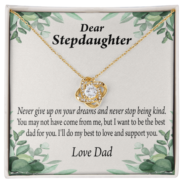 To Stepdaughter Keep Your Dreams Alive From Dad Infinity Knot Necklace Message Card