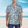 thumbnail image 4 of Haiem Blue Bathroom Printed Hawaiian Shirt for Men - Men’s Casual Beach Summer Shirts - Stretch Fabric with Modern Fit-Small, 4 of 9