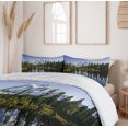 thumbnail image 6 of Ambesonne Mountain Duvet Cover Sets, Tree and Snowy Nature, 2-Queen, Green Blue White, 6 of 7