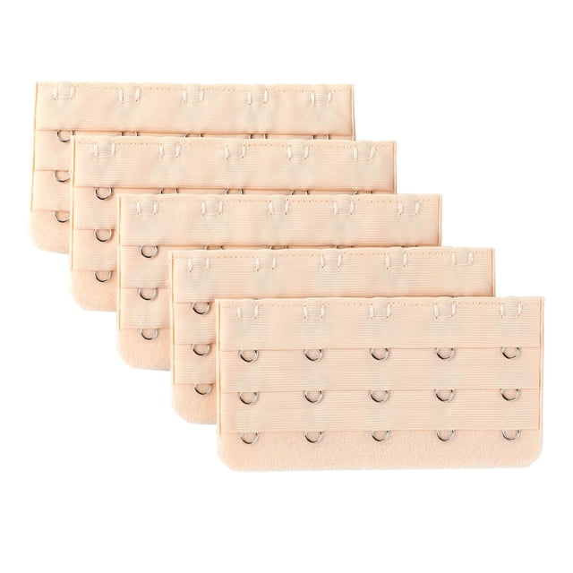 INSPIRAR CHIC Sujetadores de Mujer 3 x 5 Ganchos Extensor de Sujetador de Latón Ajustable 5 Pcs Cinta de Ojo Correa Color Piel-3 5