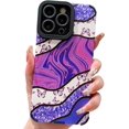 thumbnail image 2 of Compatible for iPhone 14 Pro Phone Case,Cute Purple Shiny Butterfly and Leather Splicing Patter,Soft TPU Full Camera Lens Protective Shock Women Protection Cover for iPhone 14 Pro, 2 of 4