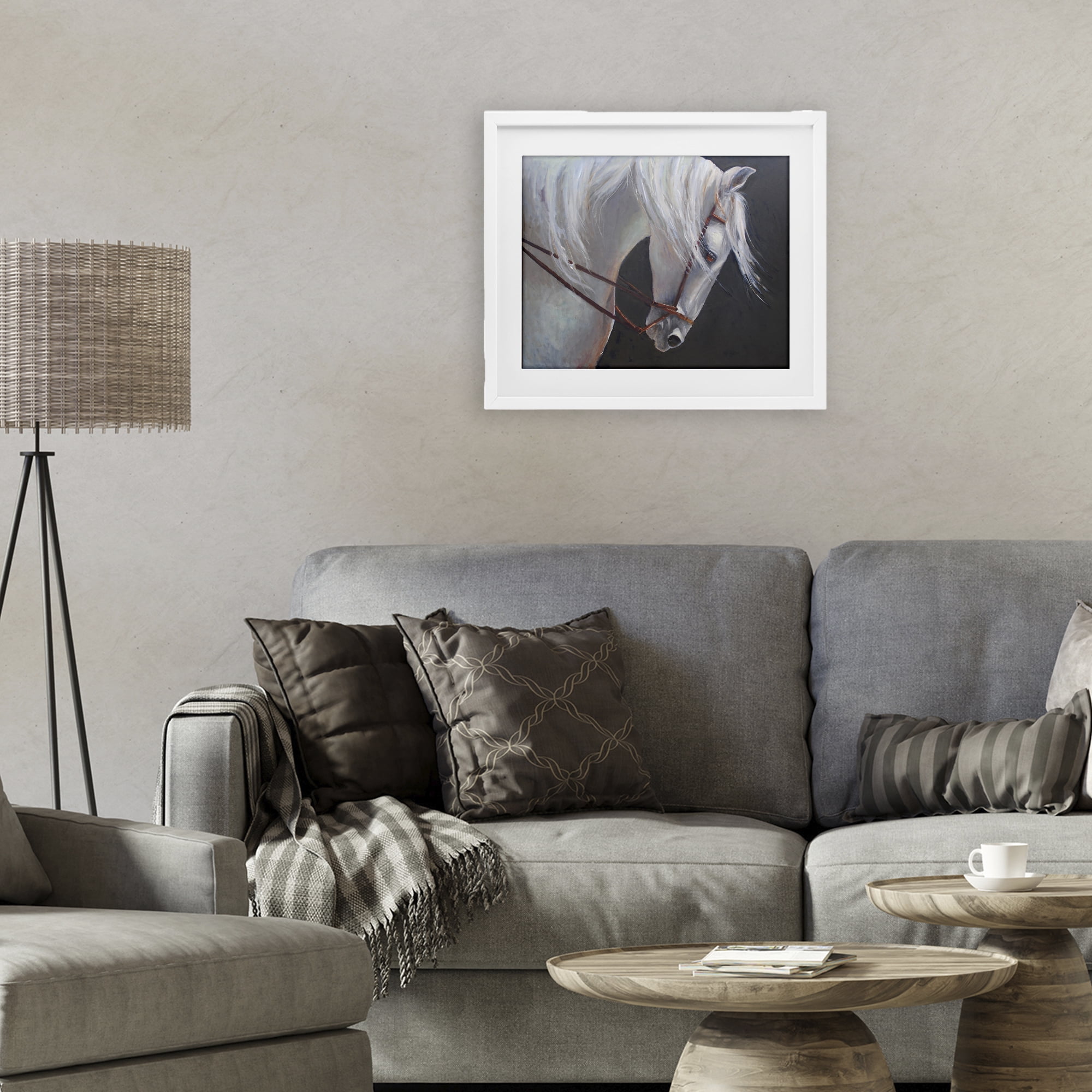 Stupell Industries Majestic White Mare White Framed Print Under Glass, design by Jadei Graphics