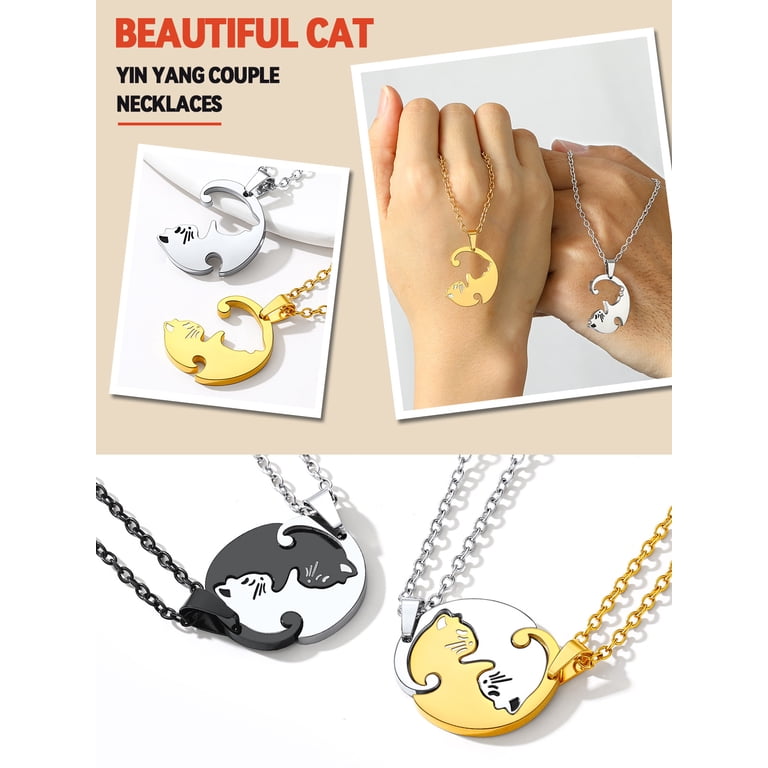 Adorable Couple Cat Bracelet - Sterling Silver Adjustable Link With CZ Hearts, Perfect Gift For Cat Lovers