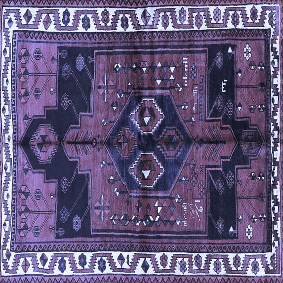 Ahgly Company Indoor Square Persian Blue Traditional Area Rugs, 8' Square